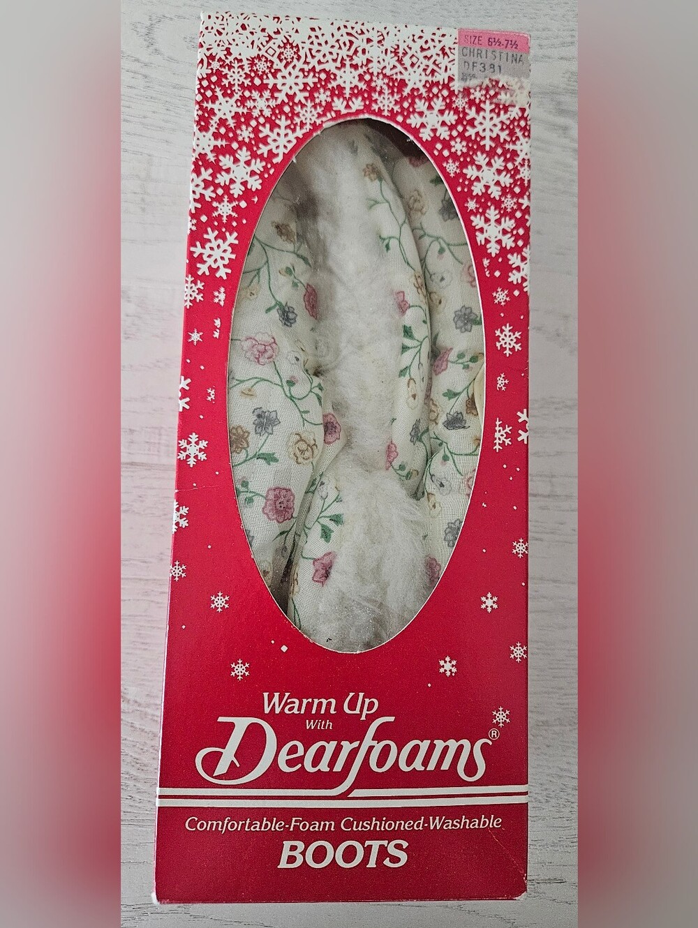 Vtg Dearfoams Women’s Vintage Quilted Chintz Bootie Floral Slippers New In Box